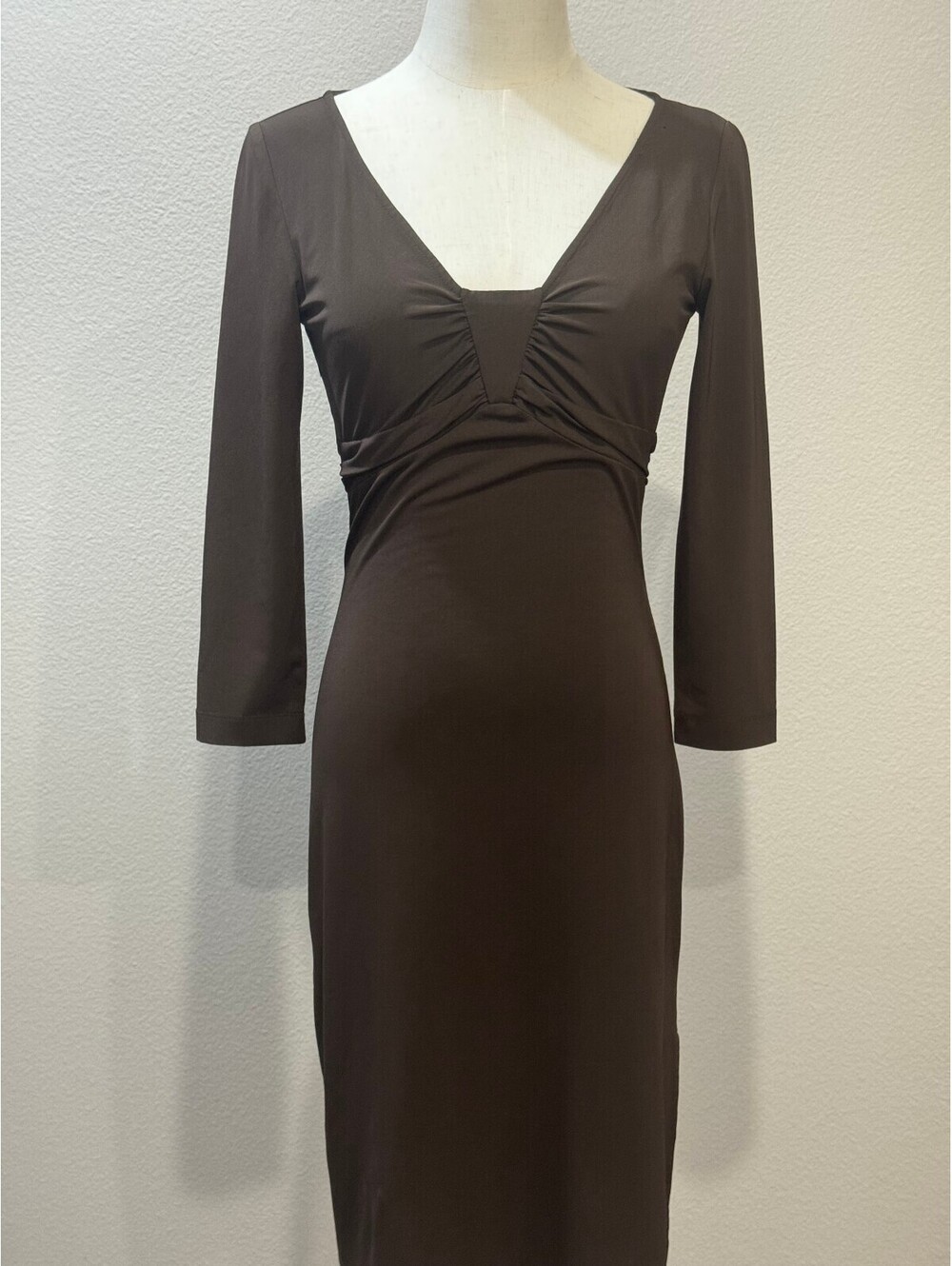 Y2K BCBGMAXAZRIA dress brown Women's XS fitted ruched
